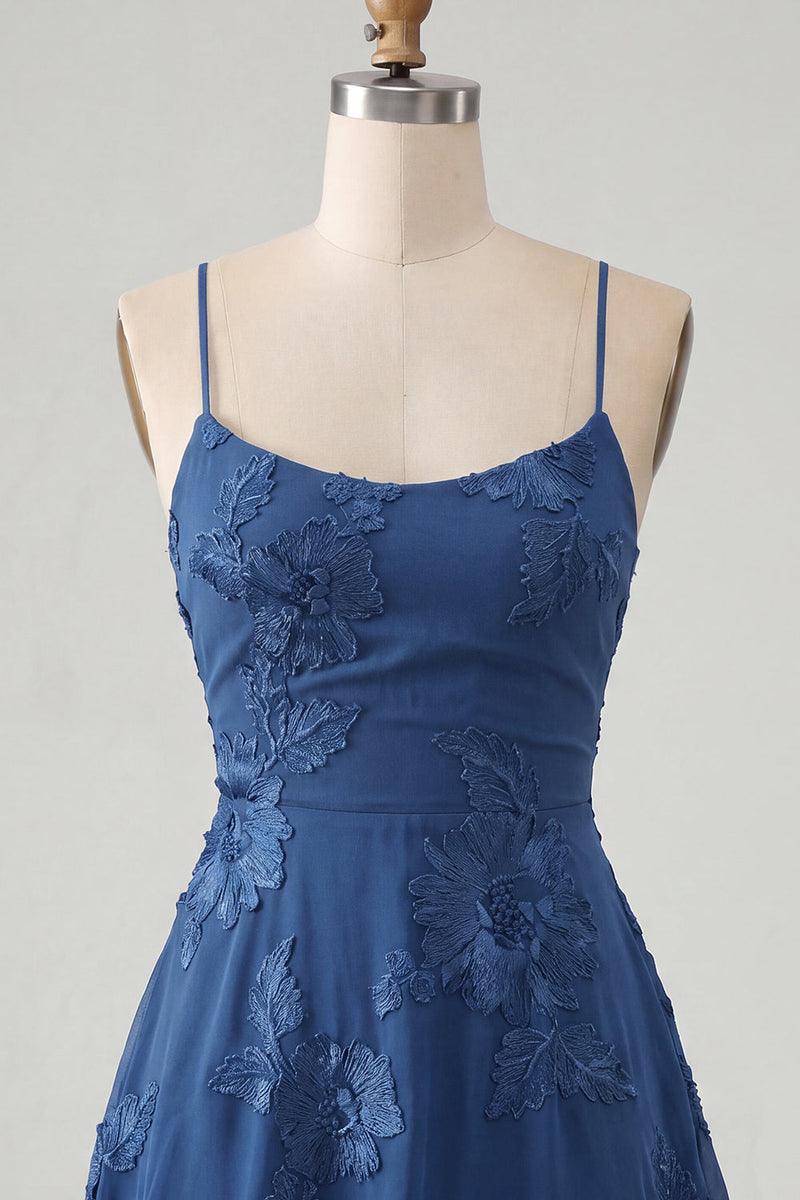 Load image into Gallery viewer, Floral Fuchsia A-Line Spaghetti Straps Short Cocktail Dress
