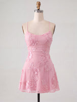 Load image into Gallery viewer, Floral Fuchsia A-Line Spaghetti Straps Short Cocktail Dress