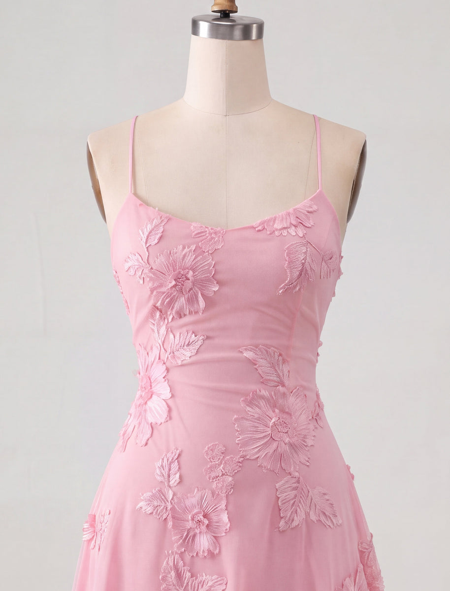 Load image into Gallery viewer, Floral Fuchsia A-Line Spaghetti Straps Short Cocktail Dress