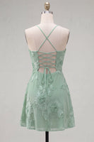 Load image into Gallery viewer, Floral Fuchsia A-Line Spaghetti Straps Short Cocktail Dress