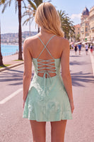 Load image into Gallery viewer, Floral Fuchsia A-Line Spaghetti Straps Short Cocktail Dress