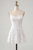 Load image into Gallery viewer, Floral Fuchsia A-Line Spaghetti Straps Short Cocktail Dress