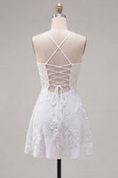 Load image into Gallery viewer, Floral Fuchsia A-Line Spaghetti Straps Short Cocktail Dress