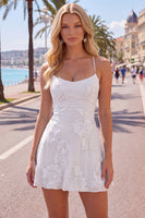 Load image into Gallery viewer, Floral Fuchsia A-Line Spaghetti Straps Short Cocktail Dress