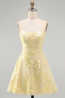 Load image into Gallery viewer, Floral Fuchsia A-Line Spaghetti Straps Short Cocktail Dress