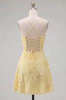 Load image into Gallery viewer, Floral Fuchsia A-Line Spaghetti Straps Short Cocktail Dress