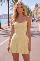 Load image into Gallery viewer, Floral Fuchsia A-Line Spaghetti Straps Short Cocktail Dress
