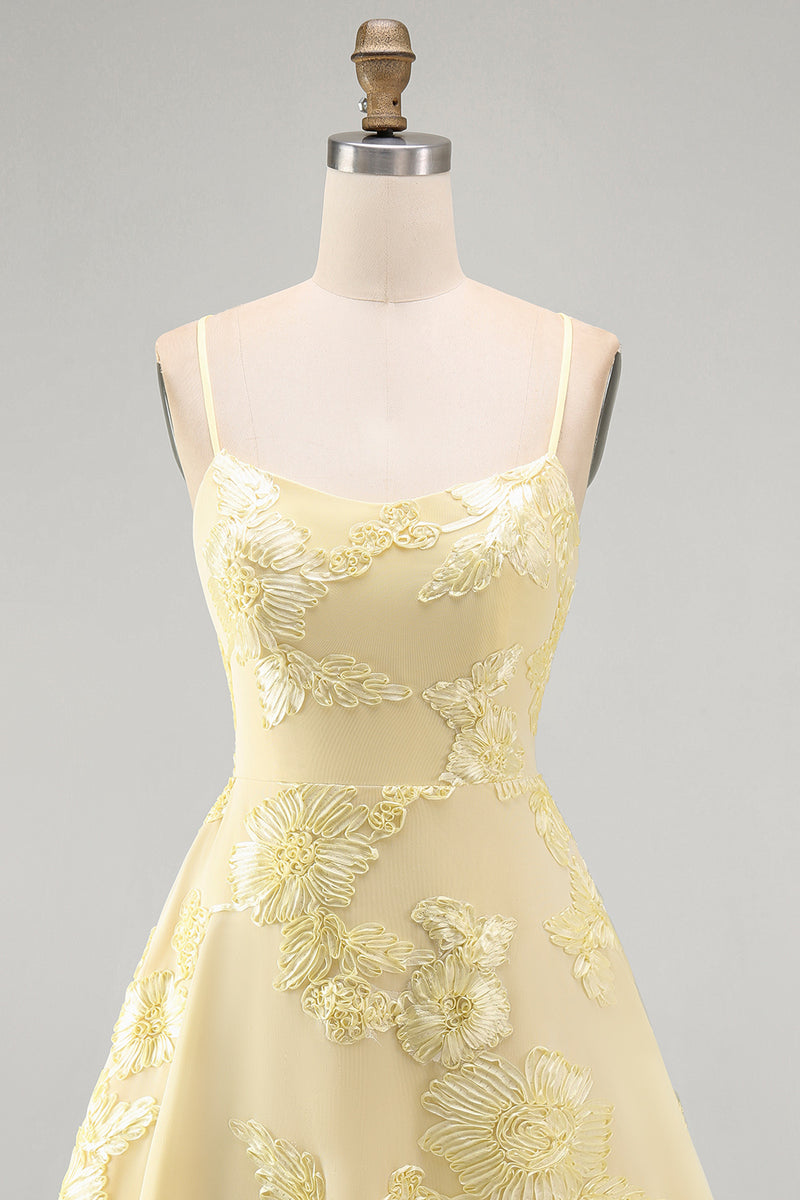 Load image into Gallery viewer, Floral Fuchsia A-Line Spaghetti Straps Short Cocktail Dress