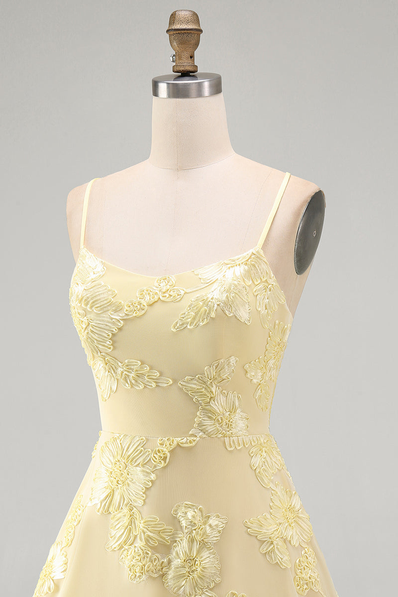 Load image into Gallery viewer, Floral Fuchsia A-Line Spaghetti Straps Short Cocktail Dress