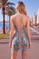 Load image into Gallery viewer, Sparkly Blue Floral Corset Sequin Short Tight Cocktail Dress