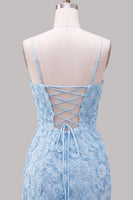 Load image into Gallery viewer, Floral Blue Purple Tight Spaghetti Straps Short Cocktail Dress with Beading