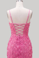 Load image into Gallery viewer, Floral Blue Purple Tight Spaghetti Straps Short Cocktail Dress with Beading