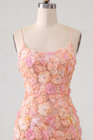 Load image into Gallery viewer, Floral Blue Purple Tight Spaghetti Straps Short Cocktail Dress with Beading