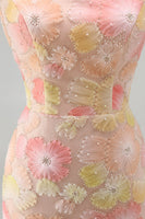 Load image into Gallery viewer, Floral Blue Purple Tight Spaghetti Straps Short Cocktail Dress with Beading