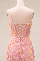 Load image into Gallery viewer, Floral Blue Purple Tight Spaghetti Straps Short Cocktail Dress with Beading