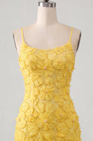 Load image into Gallery viewer, Floral Blue Purple Tight Spaghetti Straps Short Cocktail Dress with Beading