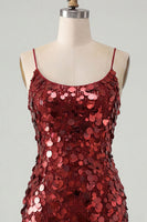 Load image into Gallery viewer, Sparkly Champagne Tight Spaghetti Straps Sequin Short Cocktail Dress