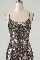 Load image into Gallery viewer, Sparkly Champagne Tight Spaghetti Straps Sequin Short Cocktail Dress