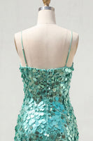 Load image into Gallery viewer, Sparkly Champagne Tight Spaghetti Straps Sequin Short Cocktail Dress