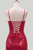 Load image into Gallery viewer, Sparkly Silver Spaghetti Straps Sequins Short Tight Cocktail Dress