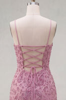 Load image into Gallery viewer, Sparkly Dusty Rose Tight Cowl Neck Short Cocktail Dress with Beading