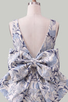 Load image into Gallery viewer, Floral Yellow Boat Neck Short Tight Cocktail Dress with Bow
