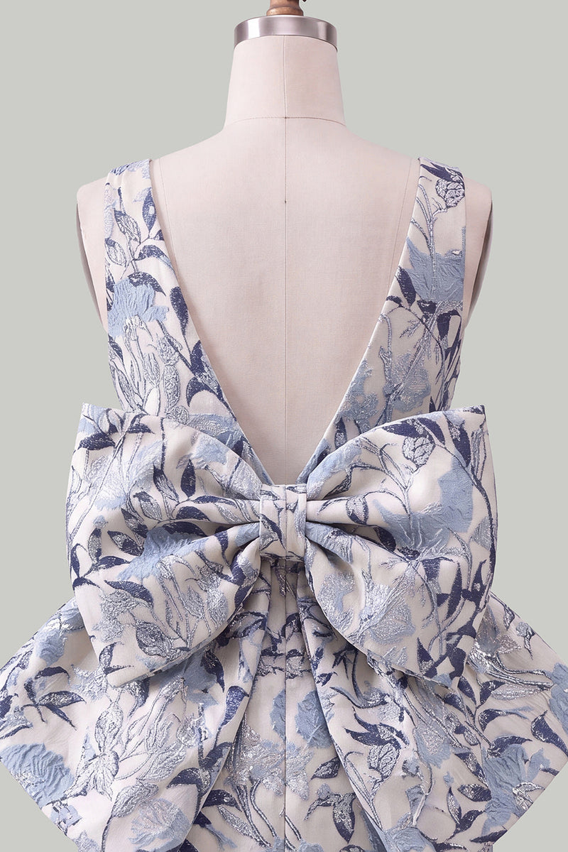 Load image into Gallery viewer, Floral Yellow Boat Neck Short Tight Cocktail Dress with Bow
