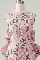 Load image into Gallery viewer, Floral Yellow Boat Neck Short Tight Cocktail Dress with Bow