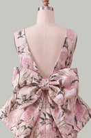 Load image into Gallery viewer, Floral Yellow Boat Neck Short Tight Cocktail Dress with Bow