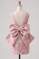 Load image into Gallery viewer, Floral Yellow Boat Neck Short Tight Cocktail Dress with Bow