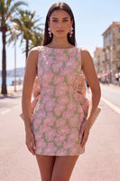 Load image into Gallery viewer, Floral Yellow Boat Neck Short Tight Cocktail Dress with Bow