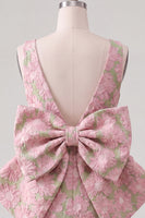 Load image into Gallery viewer, Floral Yellow Boat Neck Short Tight Cocktail Dress with Bow