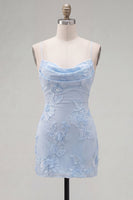 Load image into Gallery viewer, Pink Tight Cowl Neck Floral Short Cocktail Dress
