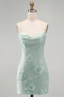 Load image into Gallery viewer, Pink Tight Cowl Neck Floral Short Cocktail Dress