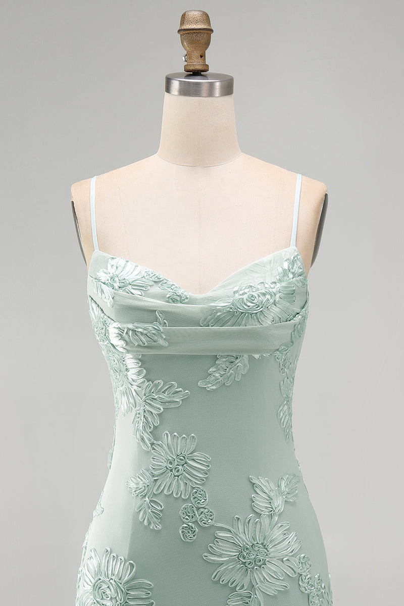 Load image into Gallery viewer, Pink Tight Cowl Neck Floral Short Cocktail Dress