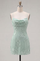Load image into Gallery viewer, Pink Tight Cowl Neck Floral Short Cocktail Dress