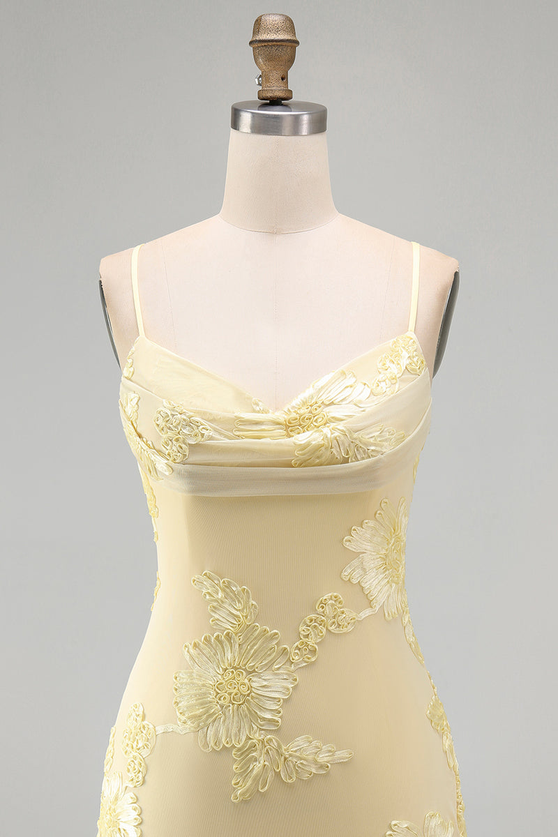 Load image into Gallery viewer, Pink Tight Cowl Neck Floral Short Cocktail Dress