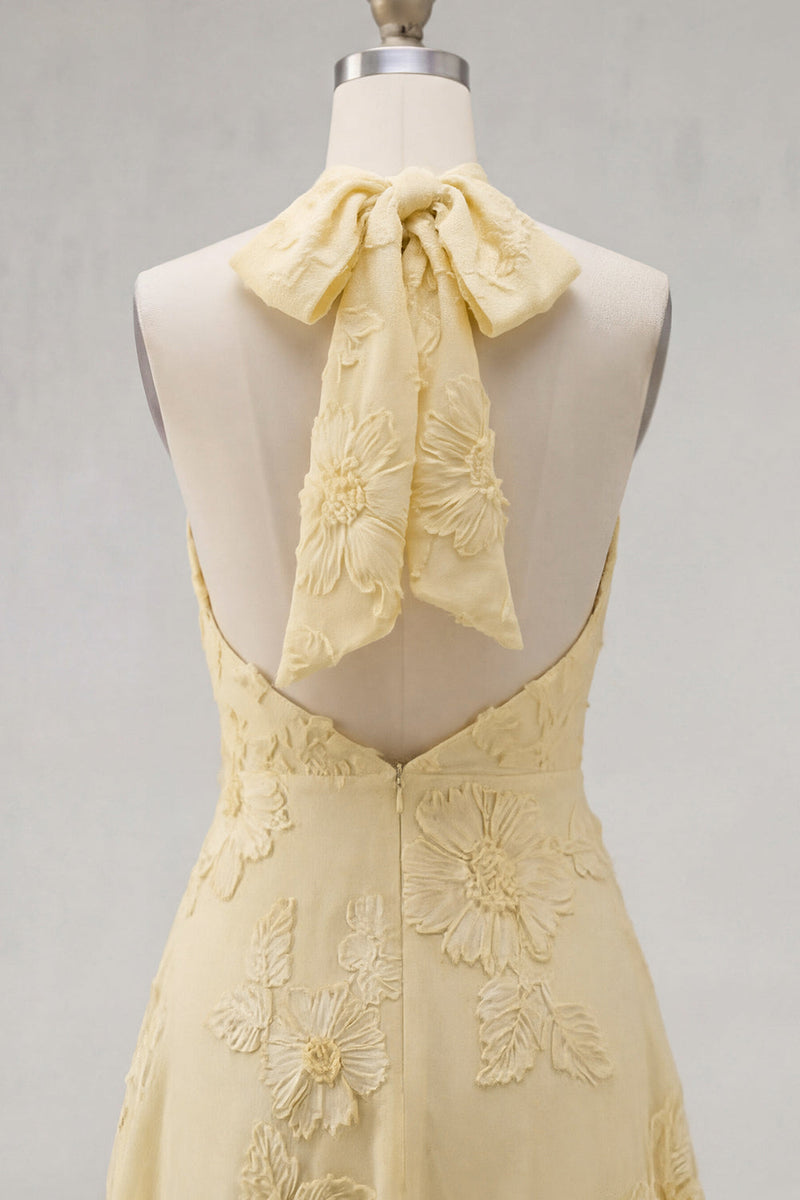 Load image into Gallery viewer, Blue A-Line Floral Halter Short Cocktail Dress with Bow