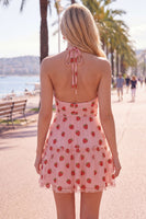 Load image into Gallery viewer, Pink Printed A-Line Tulle Halter Short Cocktail Dress