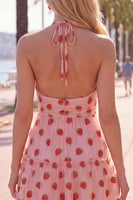 Load image into Gallery viewer, Pink Printed A-Line Tulle Halter Short Cocktail Dress