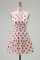 Load image into Gallery viewer, Pink Printed A-Line Tulle Halter Short Cocktail Dress