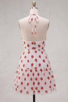 Load image into Gallery viewer, Pink Printed A-Line Tulle Halter Short Cocktail Dress
