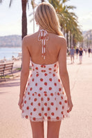 Load image into Gallery viewer, Pink Printed A-Line Tulle Halter Short Cocktail Dress