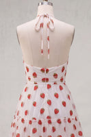Load image into Gallery viewer, Pink Printed A-Line Tulle Halter Short Cocktail Dress