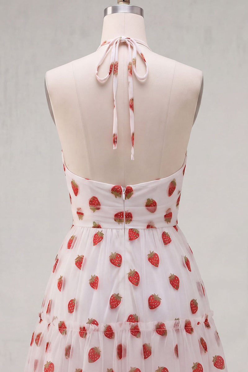 Load image into Gallery viewer, Pink Printed A-Line Tulle Halter Short Cocktail Dress