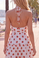 Load image into Gallery viewer, Pink Printed A-Line Tulle Halter Short Cocktail Dress