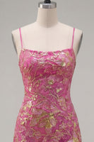 Load image into Gallery viewer, Dark Green Tight Spaghetti Straps Short Cocktail Dress with Ruffles