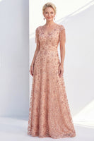 Load image into Gallery viewer, Sparkly Champagne A Line V-Neck Long Mother of the Bride Dress with Fringes
