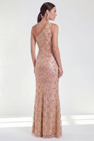Load image into Gallery viewer, Sparkly Dusty Rose One Shoulder Mermaid Sequins Maxi Mother of the Bride Dress