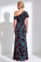 Load image into Gallery viewer, Black Floral Mermaid Asymmertrical Neck Long Mother of the Bride Dress